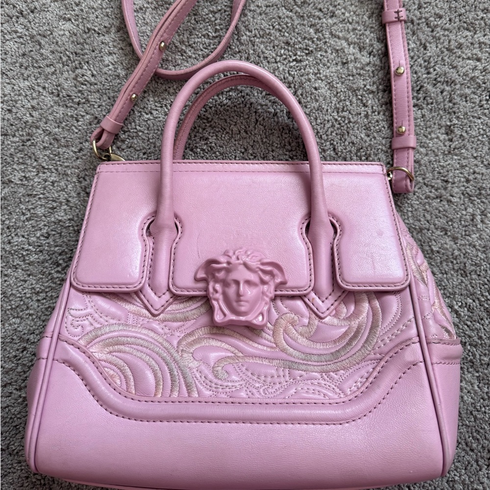 Calfskin Embroidered Medium Baroque Palazzo Empire Bag in Pink
